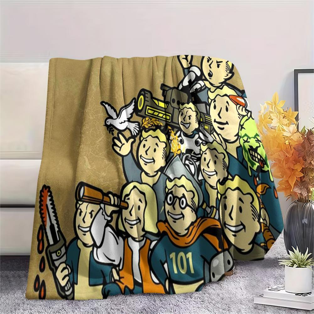 1PC Fallout Print Flannel Blanket, High quality All Seasons, Home Decor, Warmth and Comfort, Perfect for Christmas Gifts