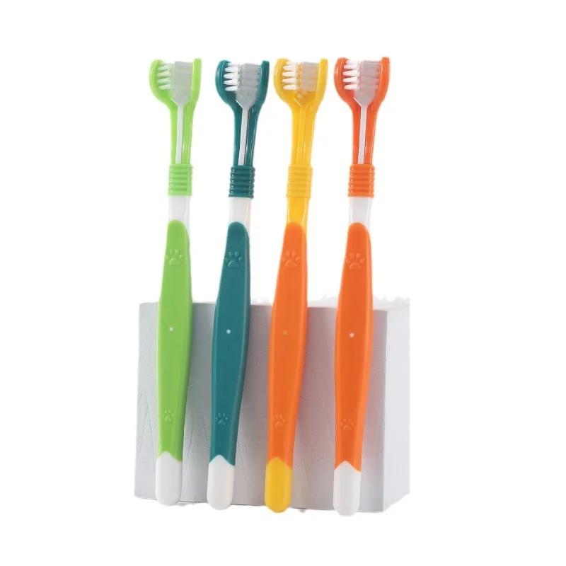 Pet Three Head Toothbrush Pet Dog Toothbrush Cat Toothbrush Cat and Dog Oral Cleaning Products Small Dog Soft Hair Toothbrush
