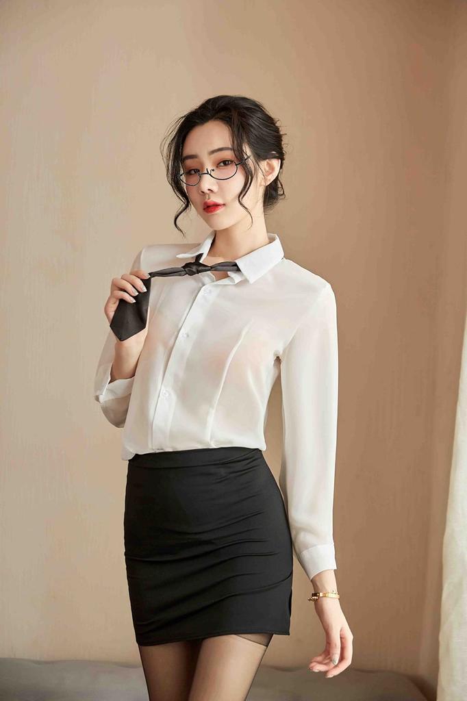 Inari Shoji Sexy Office Lady Cosplay Teacher Uniform Miniskirt T-shirt Backpack Stockings Costume Sexy Erotic Extreme 6-Piece Set