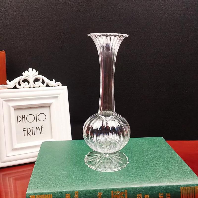 Nordischer Stil Transparente Gestreifte Glasvase für Heimdekoration