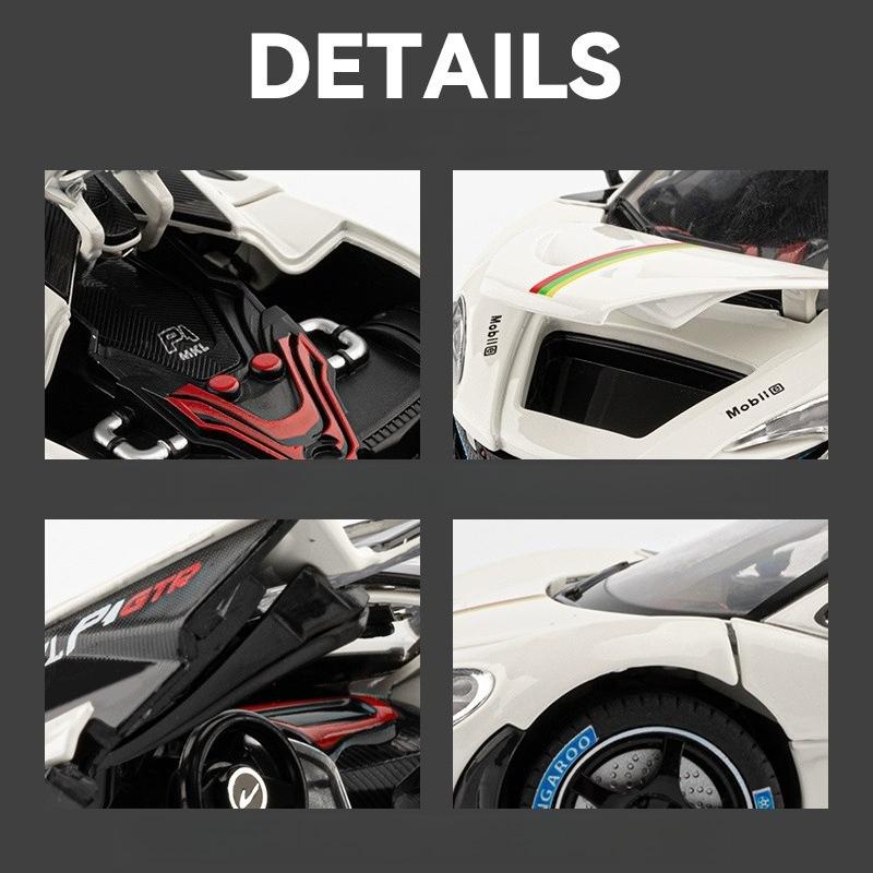 1:24 P1 GTR Supercar Alloy Metal Diecast Model Car Sound & Light High Simulation Model Vehicle Gifts
