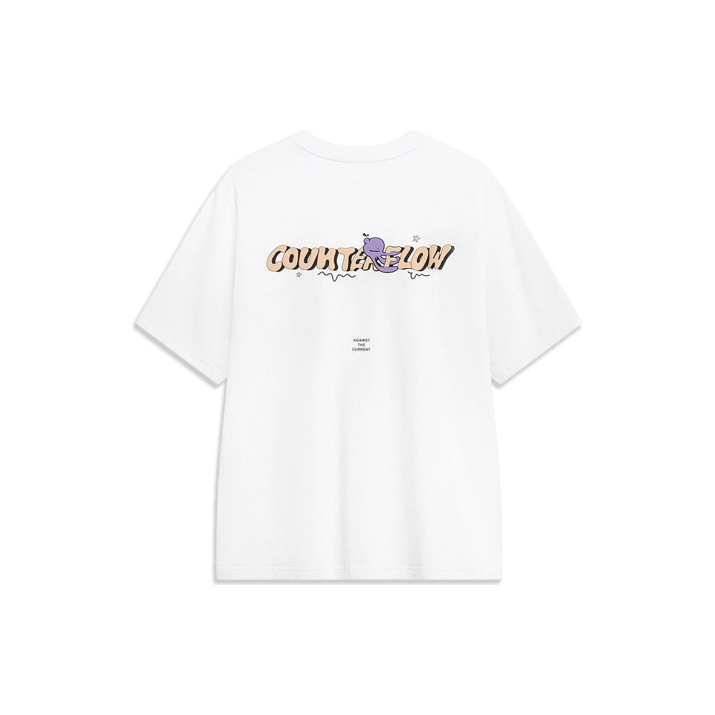 Li Ning T-Shirts Unisex Standard Weiß Rundhalsausschnitt Moderate Gerade Passform AHST861-2