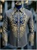 Luxury Embroidered Long Sleeve Shirt, Elegant Formal Style for Special Occasions