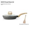 MENJO Granite Frying Pan 20cm Non Stick Skillet with Lid/Spatula for Home Cooking