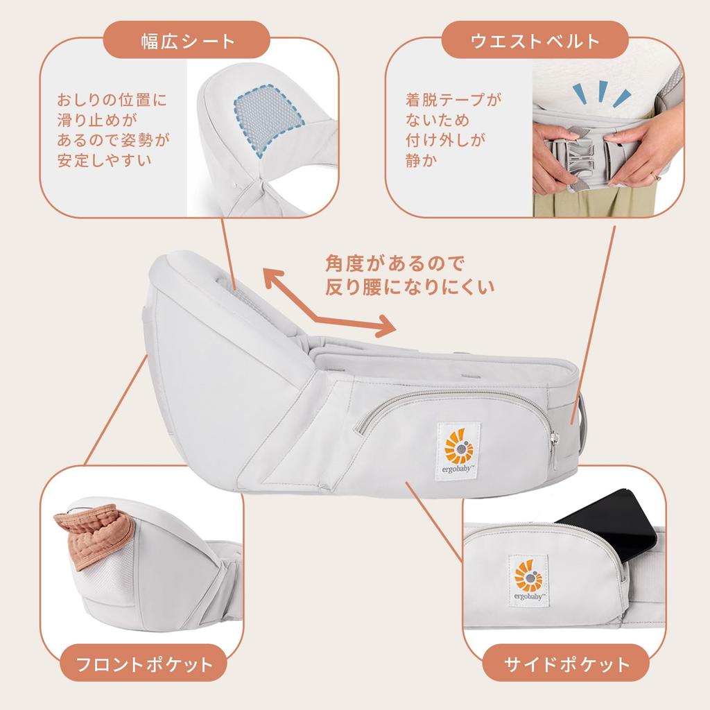 Ergobaby Lift Hip Pearl 6 Months and Up Seat, Gray, (CREGBCHIPGRYBX)