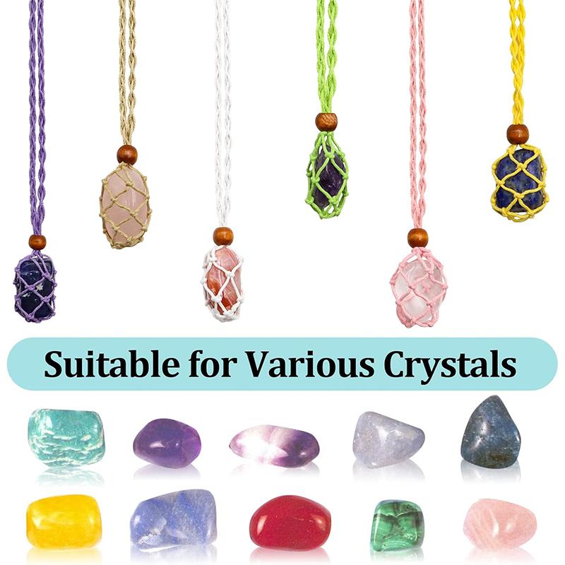 1PCS Crystal Cage Necklace Holder Adjustable Length Empty Stone Pendant Holder Hand-Woven Necklace Cord for DIY Jewelry Making