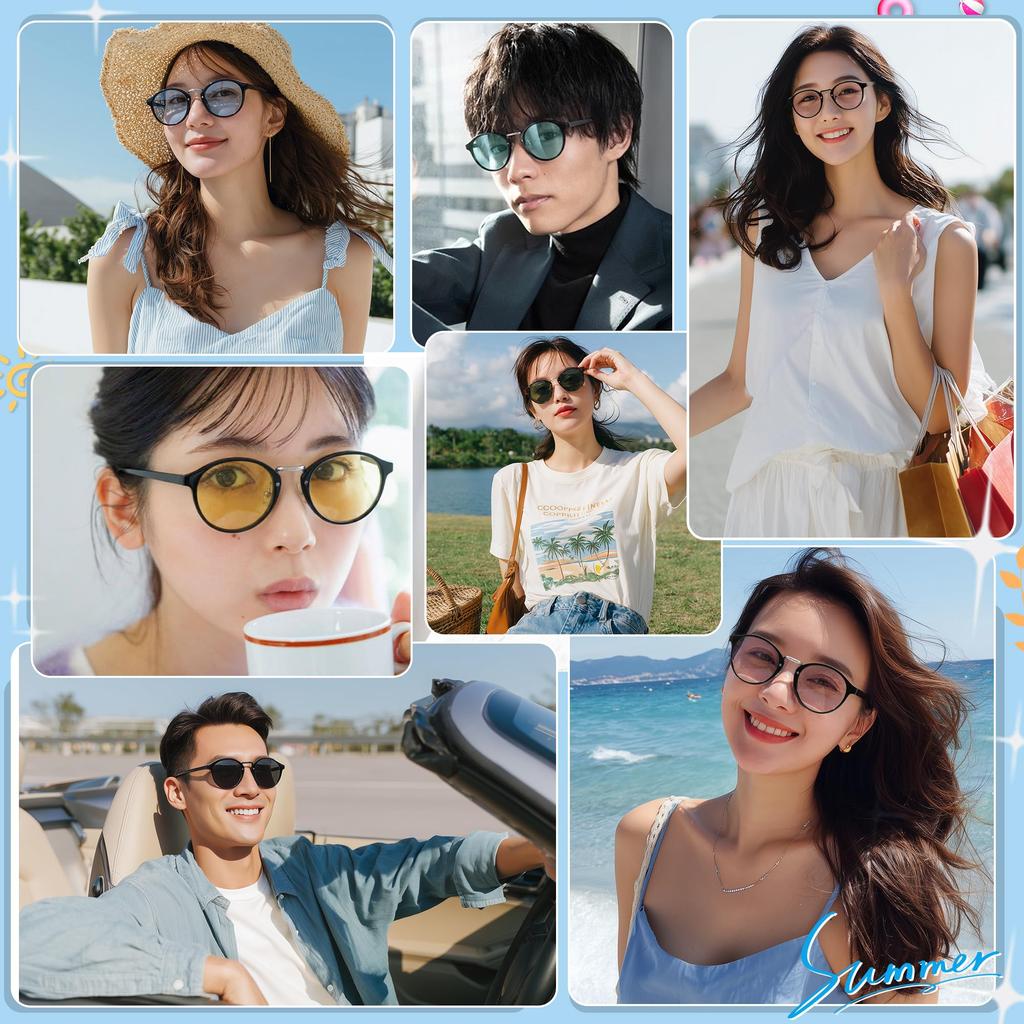 FEISEDY Sunglasses for Men and UV400 Round Colored Stylish Boston B1491 Women, Protection, Shape, Stylish, Lightweight, Lenses, Driving, Commuting,