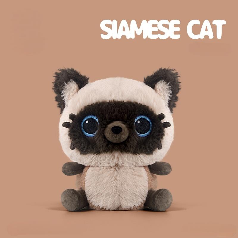

18cm Cute Coal Ball Siamese Cat Plush Toys Super Cute Soft Stuffed Lovely Dolls Cute Big-eyed Cat Dolls Kids Birthday Xmas Gifts 18cm