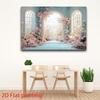 Eleganter blauer Bogen Rosa Blume Hintergrund Romantischer Blumiger Flur Hochzeitsfeier Hintergrund