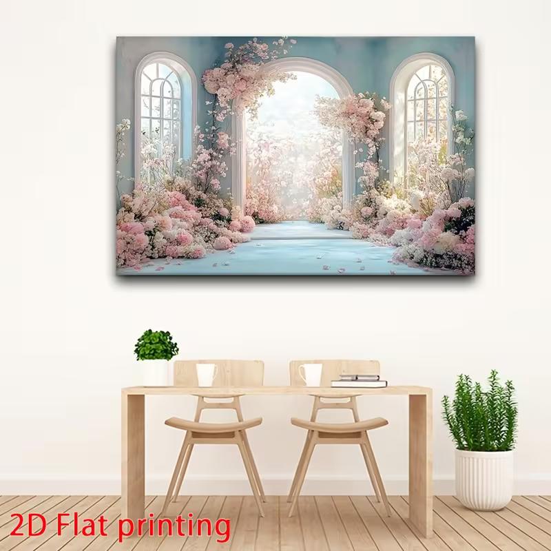 Eleganter blauer Bogen Rosa Blume Hintergrund Romantischer Blumiger Flur Hochzeitsfeier Hintergrund