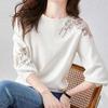 Mode Sommer Oansatz Gestrickte Pullover Pullover Frauen Tops Blume Stickerei Weiß Frauen Pullover JJ20