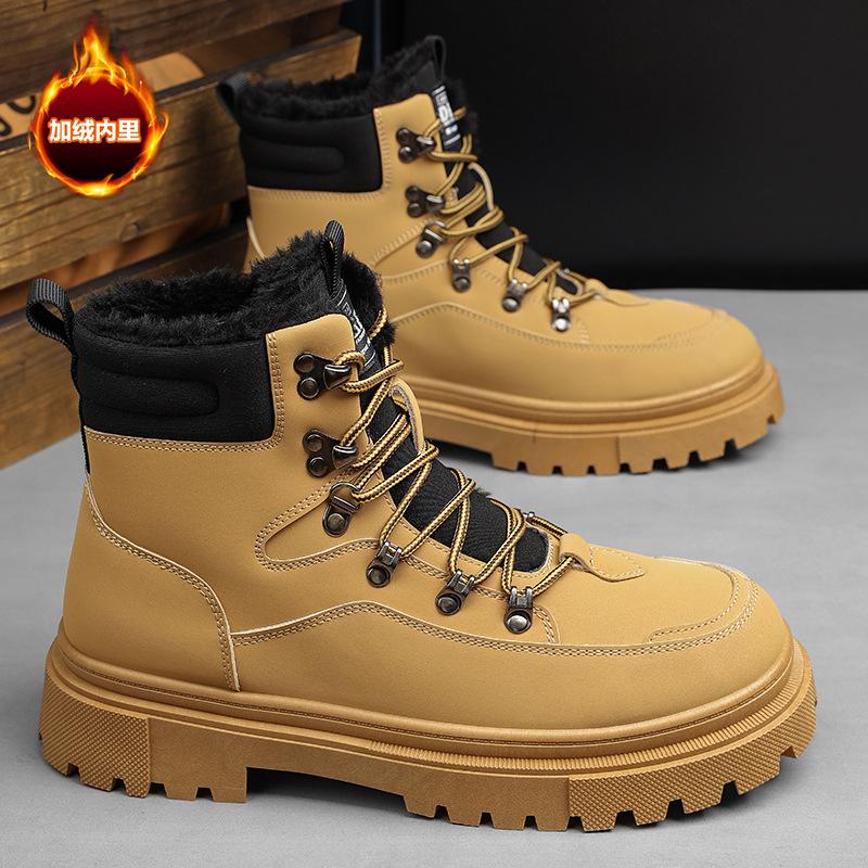 

2024 зимние уличные ботинки из ревеня, рабочие страховые рабочие ботинки, новые модные мужские ботинки, британские флисовые ботинки Martin 39