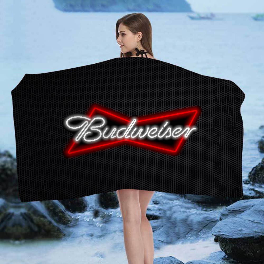 

King Of Beer B-Budweiser Beach Towel Colorful Bath Towels For Girl Microfiber Quick Dry Sand Free Beach Yoga Spa Gym Pool W30*H60(CM)