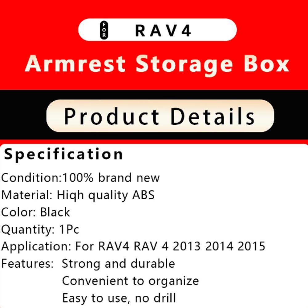 For Toyota RAV4 RAV 4 2013 -2015 ABS Car Armrest Storage Box  Center Arm Rest Glove Box Tray Case Organizer