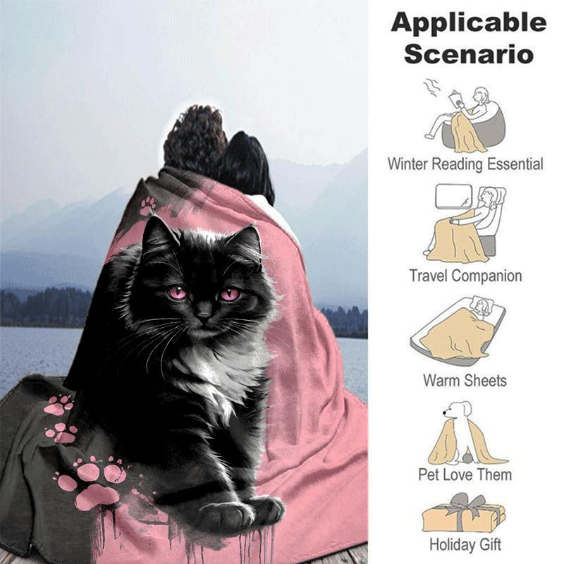 1pc Cat Printing Lightweight Flannel Blanket, Comfortable and Warm Blanket, for Camping Sofa Bed and Couch Office, Gift