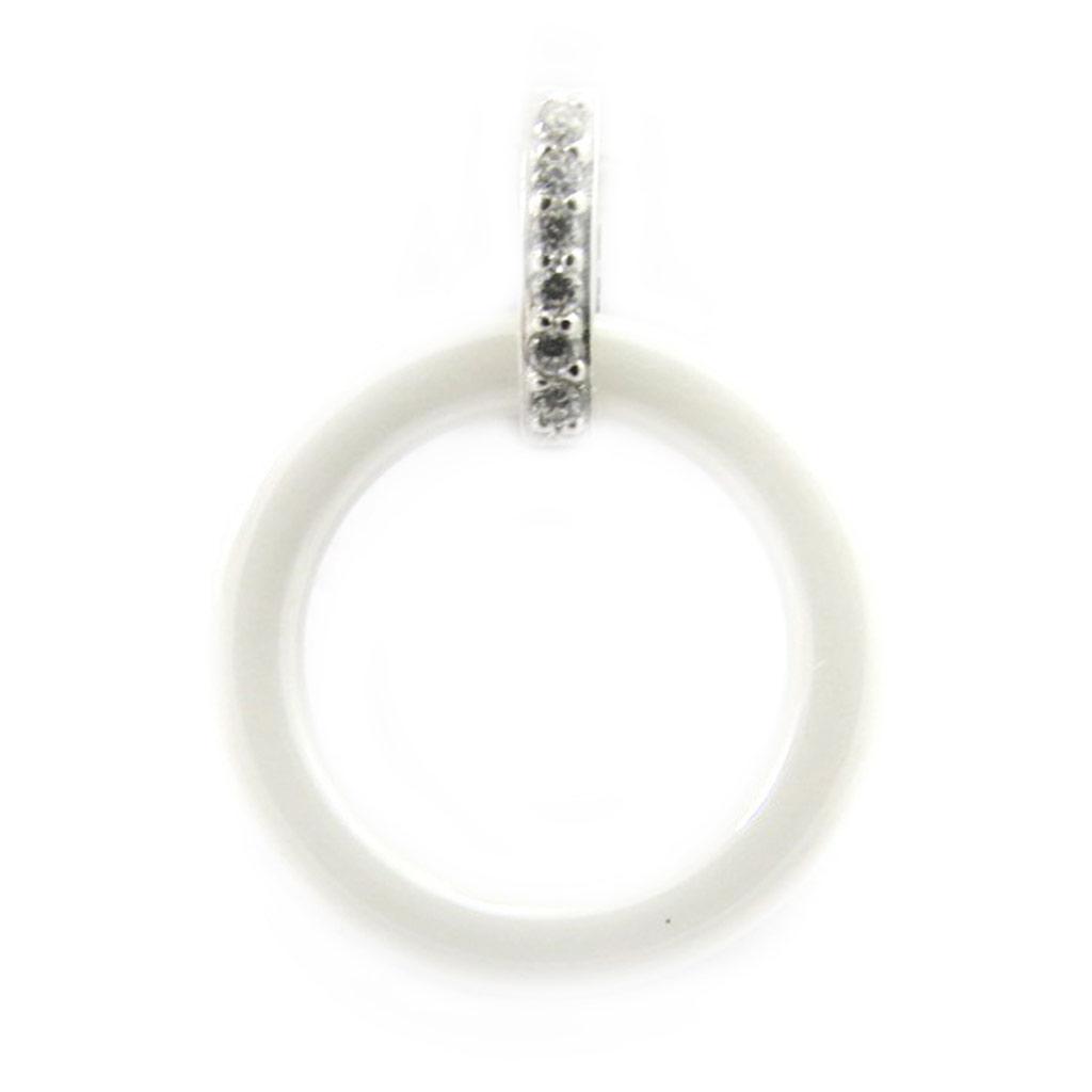 Les Trésors De Lily [L6698] - Pendentif Argent 'Sissi' blanc (céramique) rhodié - 18 mm