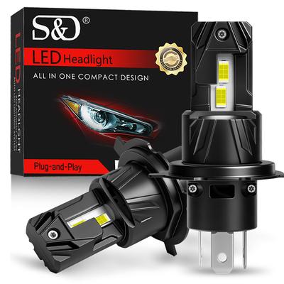 2 Adet Canbus H4 LED Far Ampulü Yüksek Düşük Işın 30000LM Araba Motosiklet Işıkları 24SMD CSP Çipli Turbo LED Diyot Lamba Oto Moto Farlar 12V 6500K Beyaz