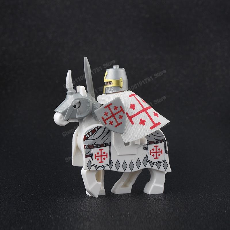 Medieval Knight Serie Figures Building Blocks Warrior Soldiers Guards Lion Heart Hospital Teutonic Knight Battle Pastor Kid Gift