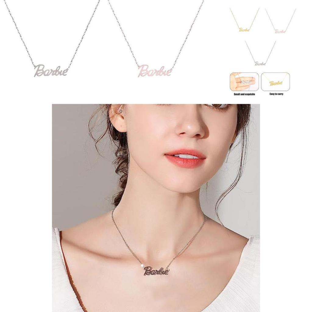 Colar de Letras Barbie da Moda Corrente Hip Hop para Clavícula Para um Visual Personalizado