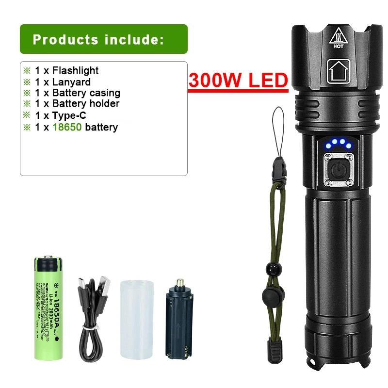 XHP70 Flashlight LED Telescopic Zoom TYPE-C Charging Outdoor Multifunction Charging Treasure Aluminum Alloy Tactical Flashlight