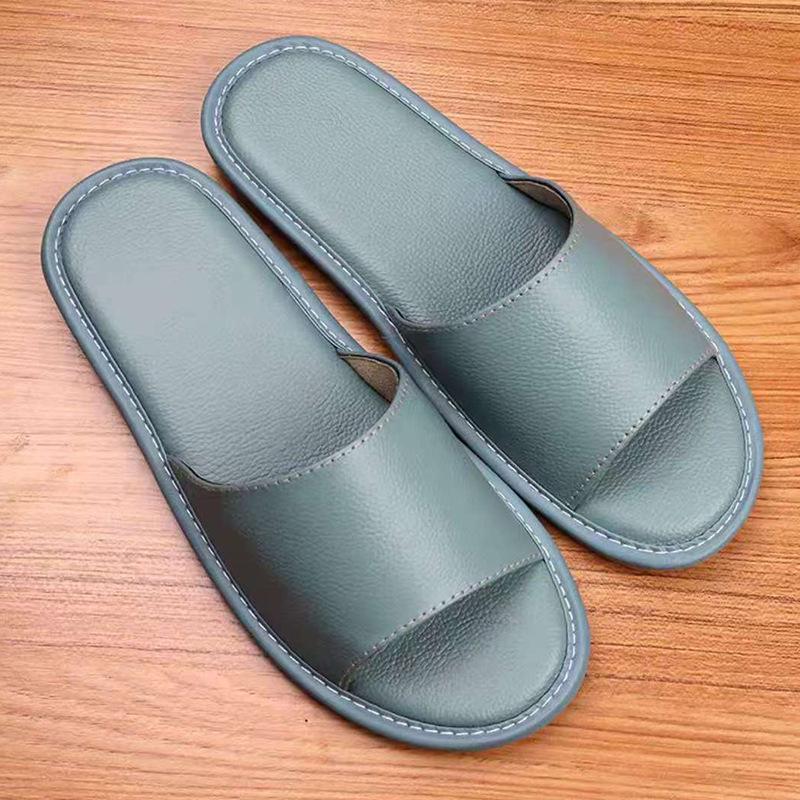 Japanese Style Genuine Leather Soft Sole Floor Slippers for Men and Women