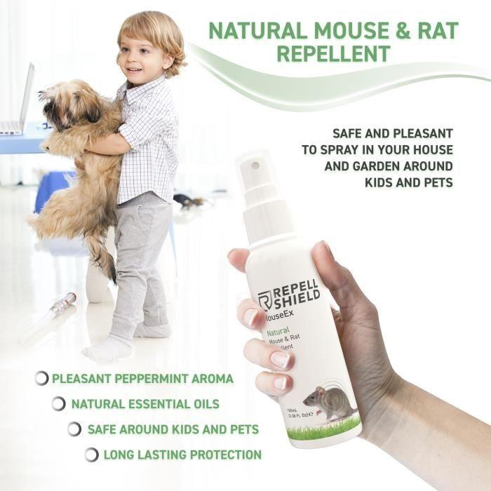 Repellshield spray anti souris naturel - pour intérieur et extérieur, 100 ml
