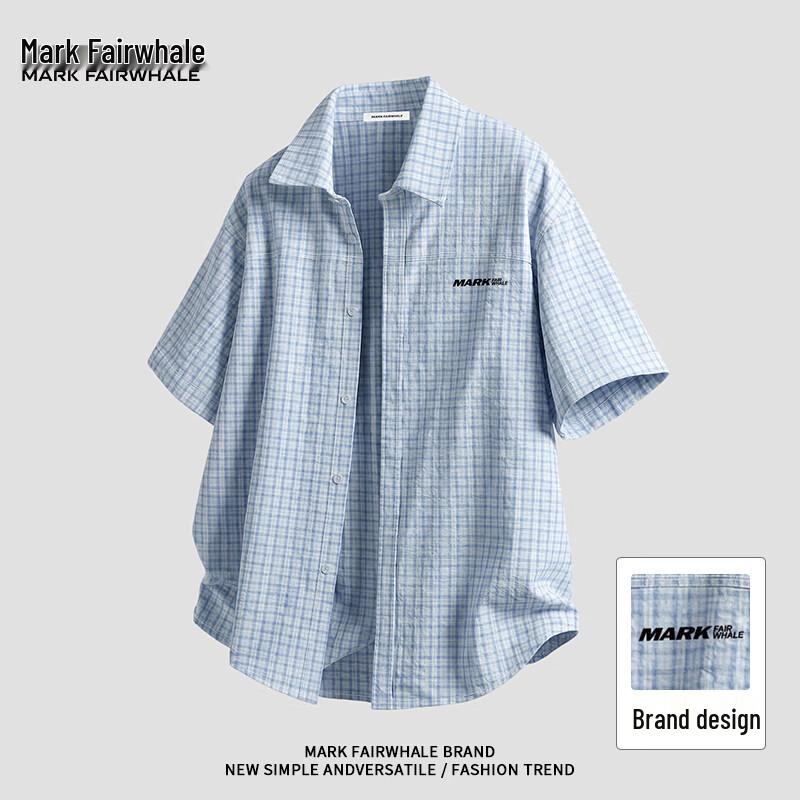 Mark Fairwhale Men s Contrast Plaid Short-Sleeve Shirt 2XL