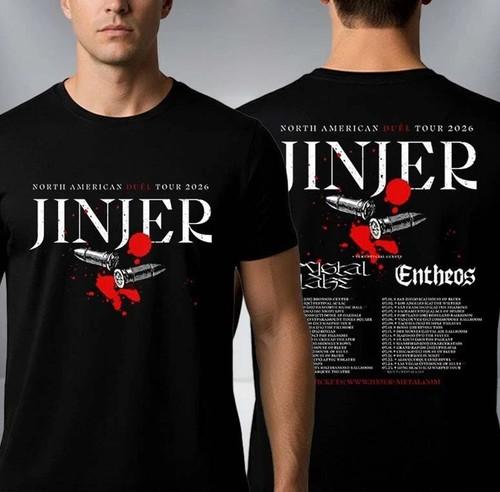 

JINJER 2026 Североамериканский Du é L Tour Футболка, Повседневная Уличная Ретро Мужская и Женская Футболка, Футболка с Принтом в Честь Фанатов S разноцветный
