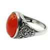 Adjustable Open Ring Women Men Copper Vintage Style Heart Oval Geometric Red Agate Statement Jewelry