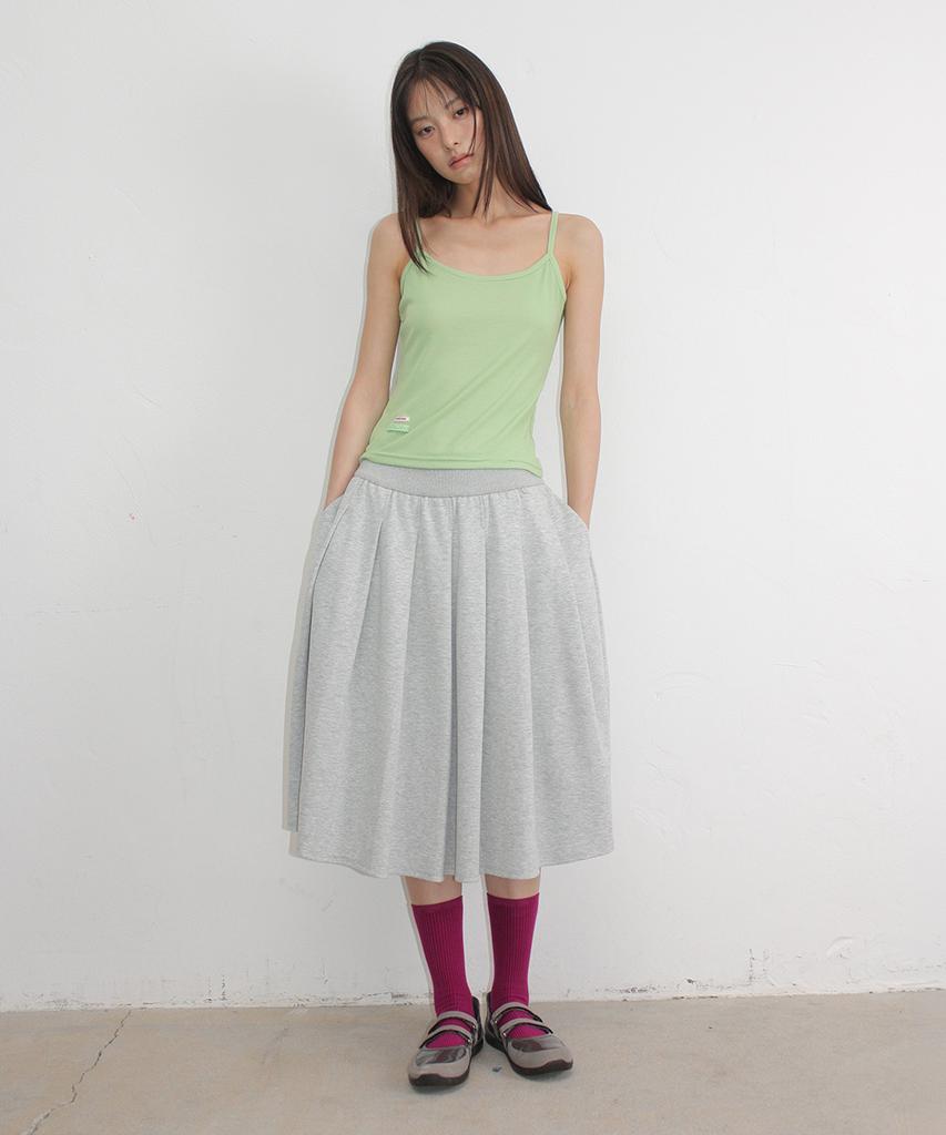 Ronron Pleats Sweat Long Skirt Gray