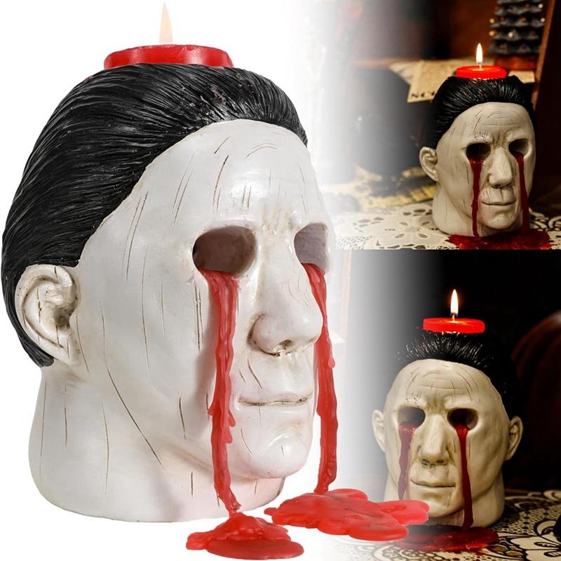 Halloween Candle Holder Halloween Statue With Bleeding Eyes Decor Horror Candlestick Decoration
