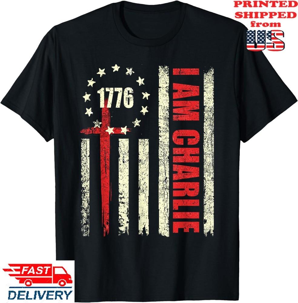 I am Charlie Name Personalized American Flag T-Shirt, Unisex Tee Unisex T-Shirt S