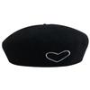 Love Embroidered Tweed Beret Hat Female Autumn And Winter Korean Version Retro Painter Hat
