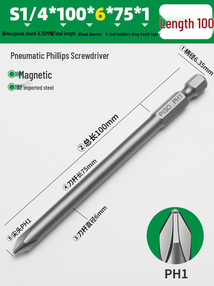 Hexagonal Magnetic Pneumatic Air Screwdriver, S2 1/4 Electric Bit Set