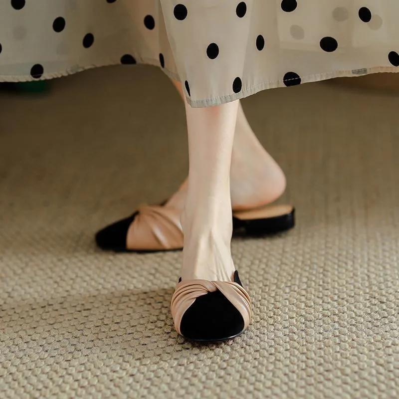 Outside Sandals With Bow Shoes for Women Mules Slides Original Summer Footwear Woman Slippers Unique New Style Top Designs