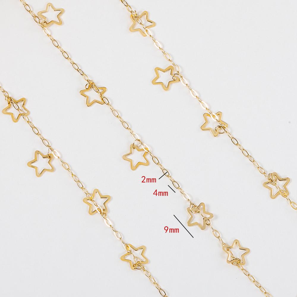 2Meters 1Meter Stainless Steel Hollowout Star Link Chain Dangle Charm Chains for Necklace Anklet Jewelry Making DIY Waterproof