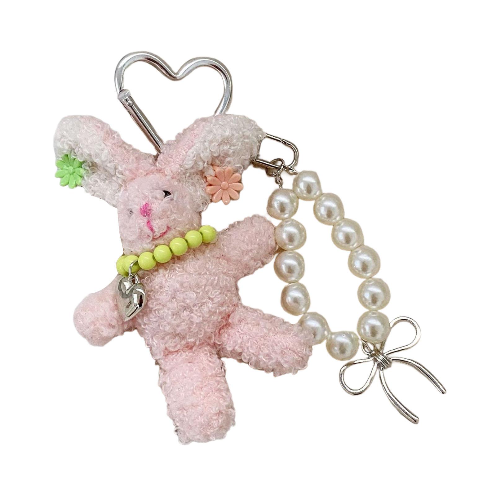 

Elegant Handmade Plush Rabbit Keychain Cartoon Animal Key Ring Decoration for Bag key Phone Accessories