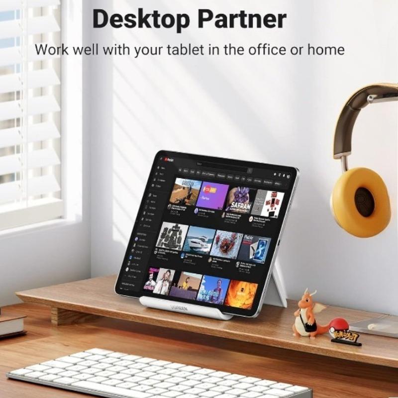Adjustable Portable Tablet & Phone Stand - Foldable Desktop Dock with Secure Clamps, Durable PP Material | Tablet Holder Stand