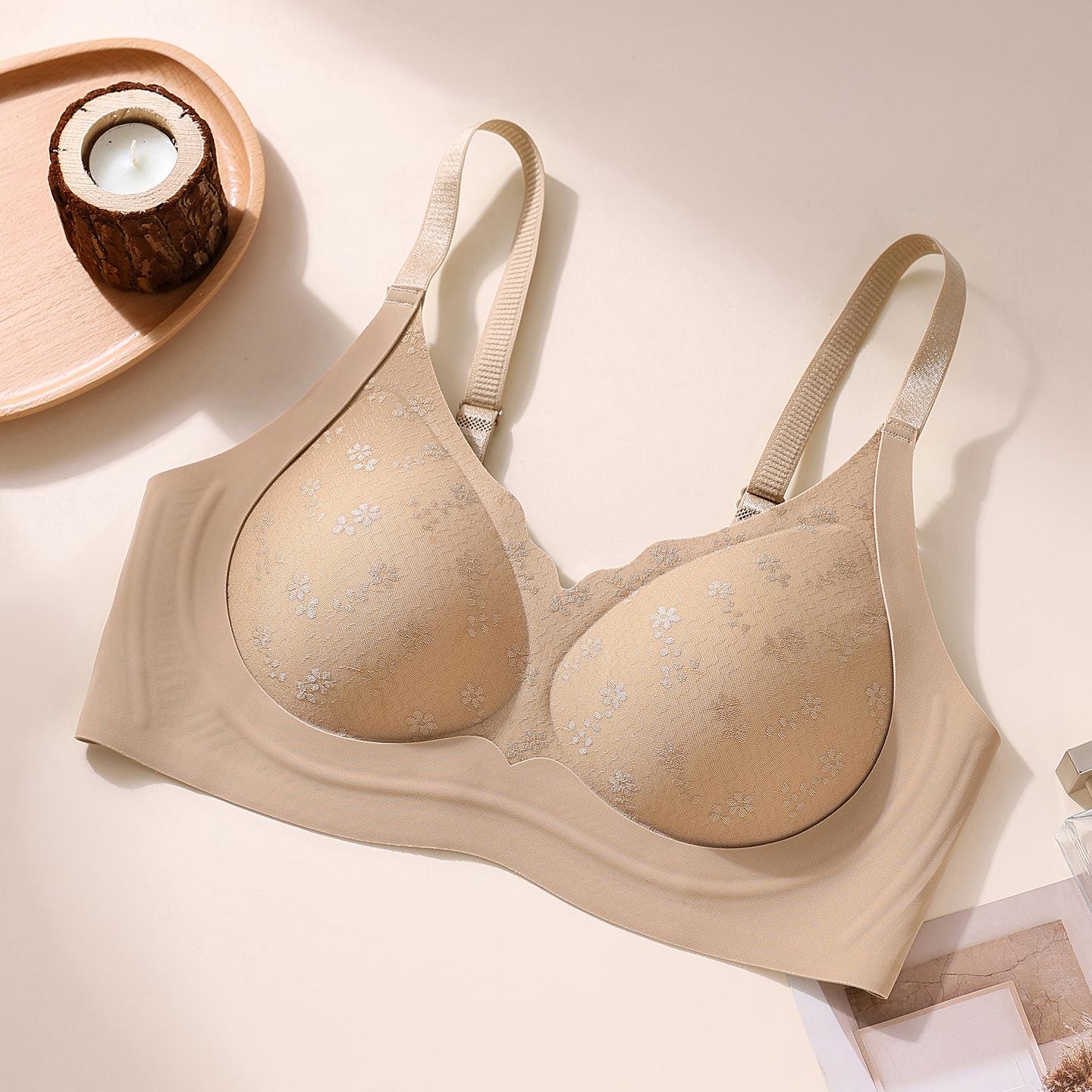 

New jelly strip sports women s seamless lift national style relief women s no steel ring text bra gathering m (suitable for 40-47.5kg )