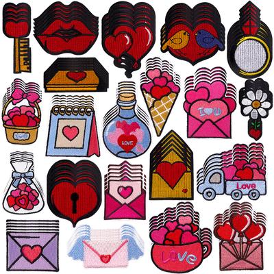 10 Peças/Lote Patch de Envelope de Desenho Animado Patches Bordados Termocolantes para Roupas Patches Termoadesivos em Roupas Coração Patch Fusível