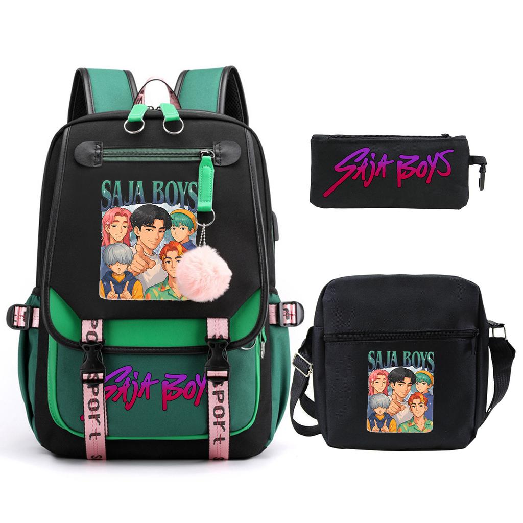 K-Pop Anime Cartoon Portable Shoulder Backpack Student Leisure School Bag Three-Piece Set