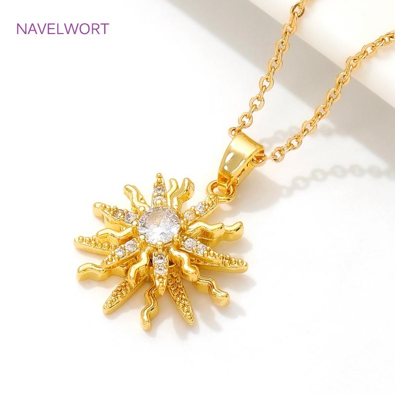 

Fashion 18K Gold Plated Brass Sun /Sunflower/Four-Angle Star Pendant Necklace Choker For Women s Girls Jewelry Party Gifts