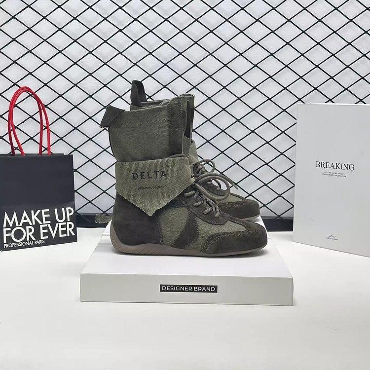 2025 new thick-soled short boots women's summer outer wear medium tube Martin boots retro inner height increase wasteland wind tooling boots women