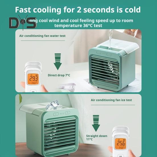 Air Conditioner Cooling Fan with Water Tank 3 Speed Settings Strong Airflow Portable Rechargeable Air Cooler Electric Fan