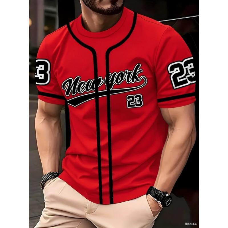 Letter NEW YORK 23 PrintT-Shirt Short Sleeve Sports men s T-shirt Unisex Casual Daily Wear Summer Men s Racing T-shirt L