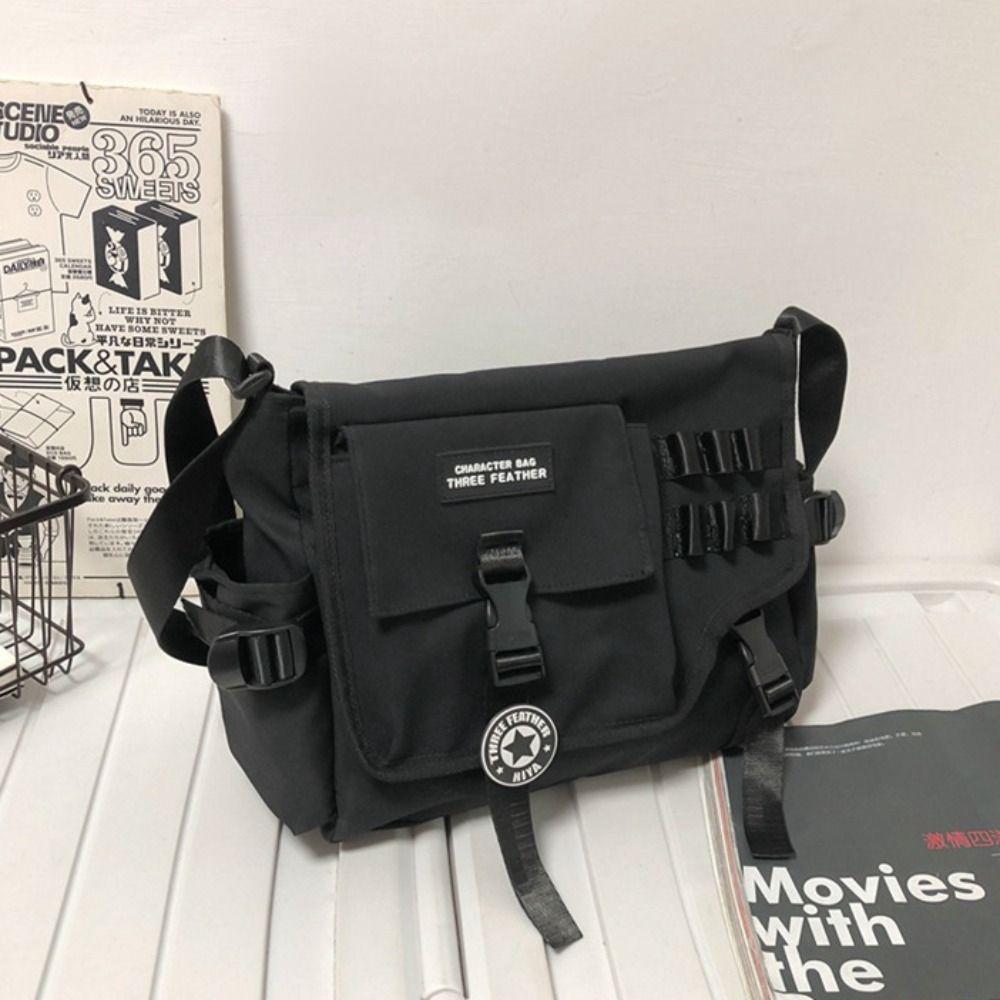 Harajuku Men Crossbody Bag Square Casual Messenger Bag Fashion Nylon Postman Bag  Unisex
