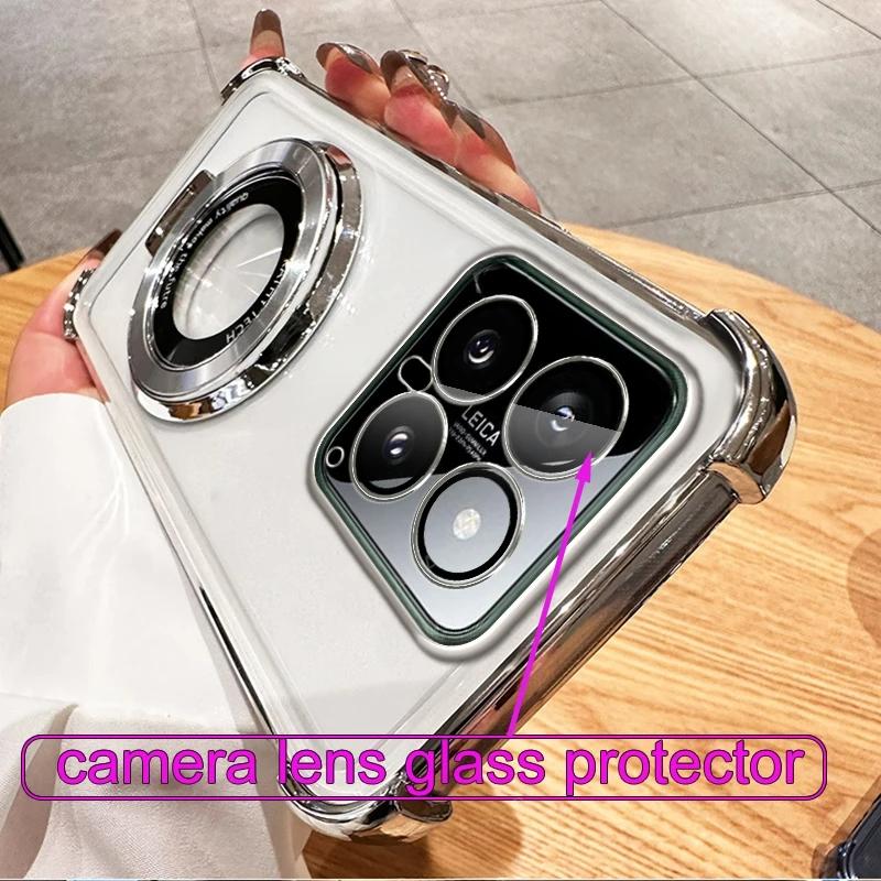 Circular Bracket Four Corner Anti-Shock Plating Case For Xiaomi Mi 14 Ultra 13 Pro 13t 12t 11 Poco C65 X3 X5 X6 F5 F6 M3 M6  Ne Back Cover Mi14 Mi13