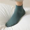 Solid Color Men Sock Spring Autumn Casual Basic Stocking Vertical Stripes Breathable Comfortable Casual Sports Socking
