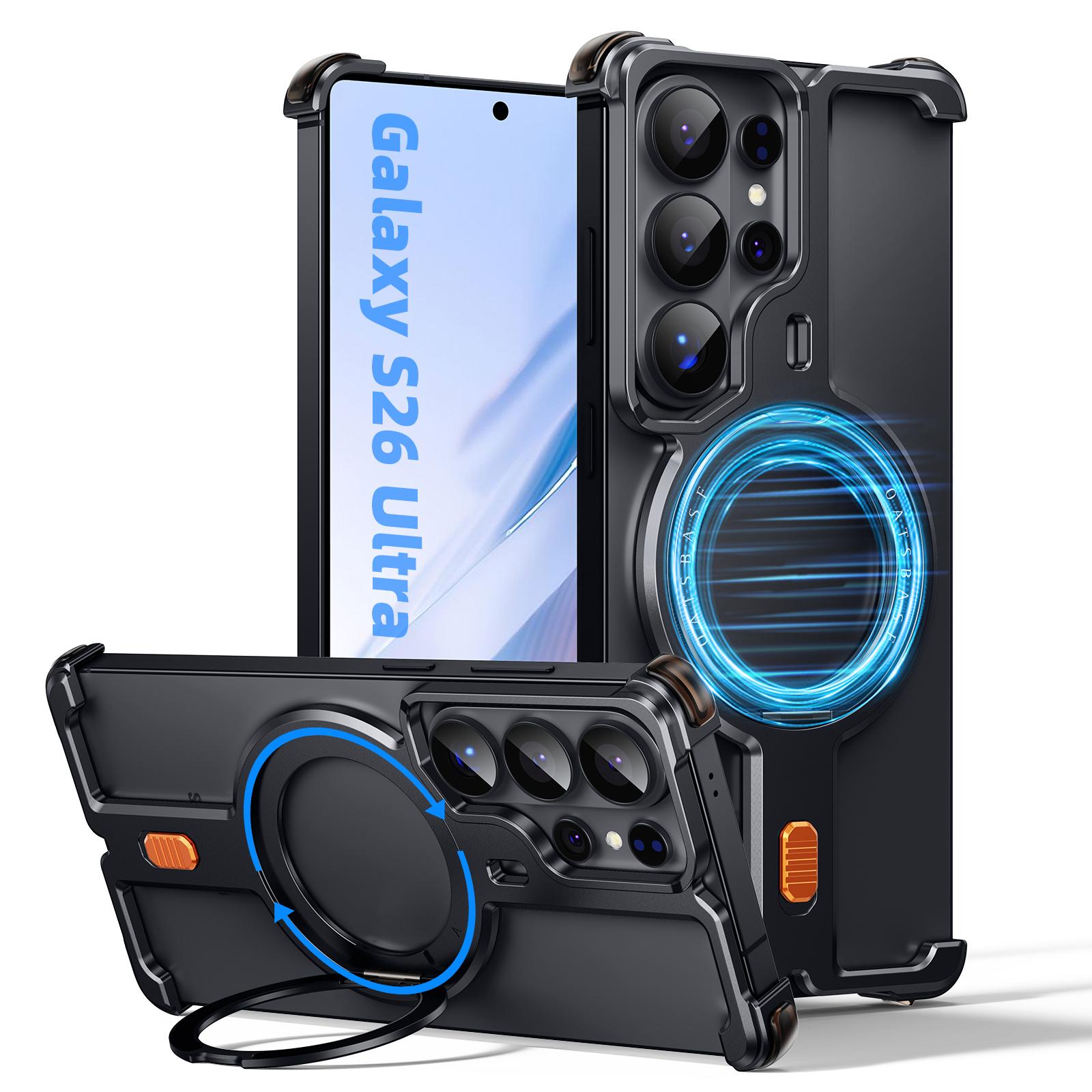 

Eary for Samsung Galaxy S26 Ultra Case Metal With 360°Rotatable Magnetic Kickstand Frameless Shockproof Protective Phone Cover