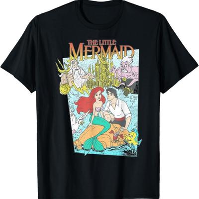 Disney The Little Mermaid Vintage Retro Movie Cover Graphic T-Shirt